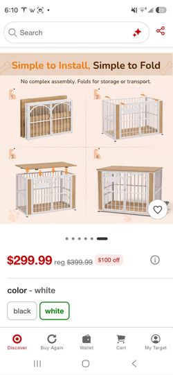 White Foldable Dog Crate Furniture