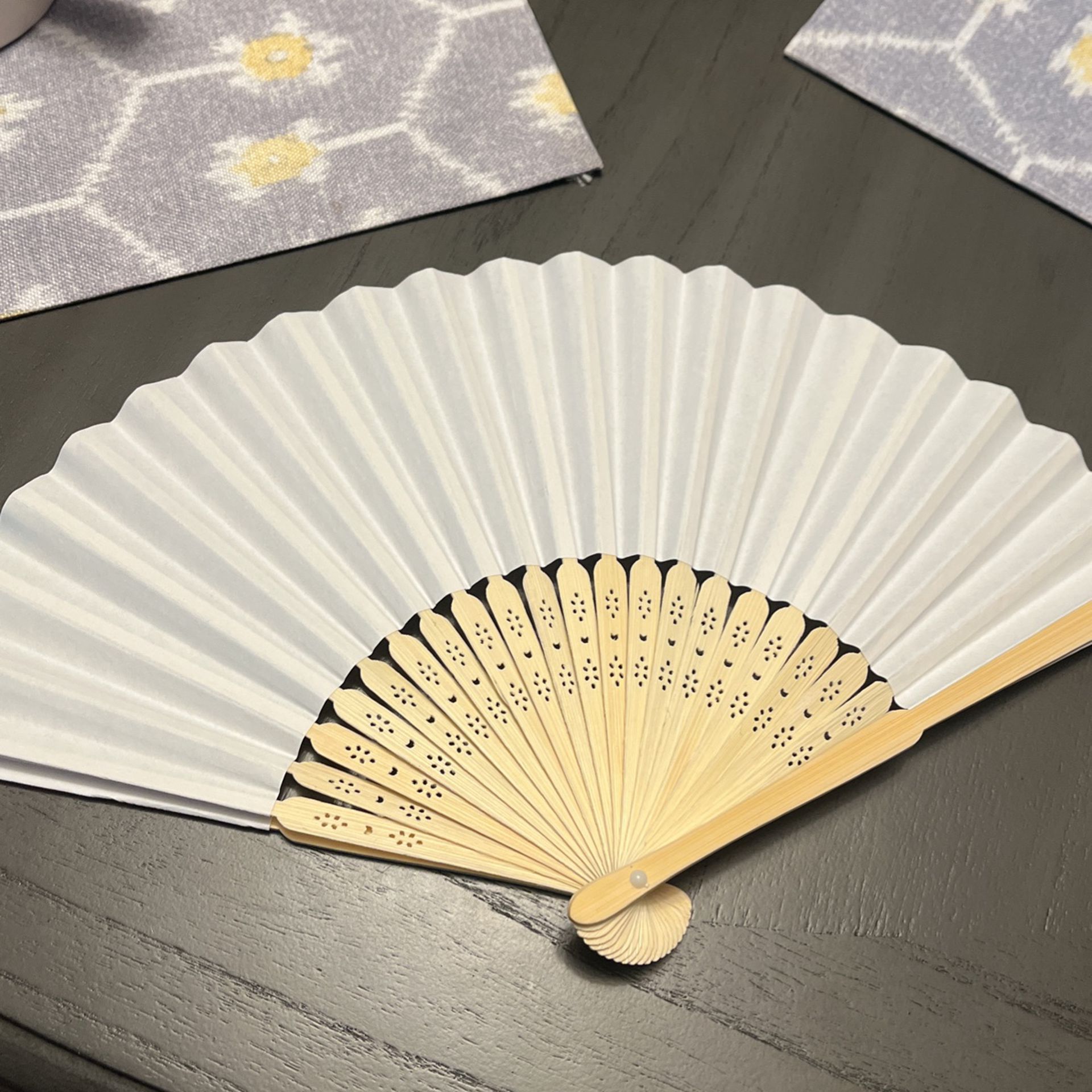 White Wood Handle Hand Fans