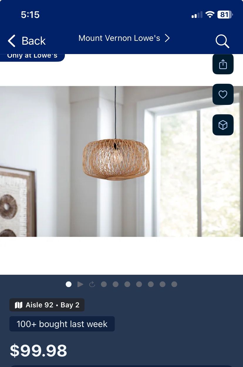 Light Fixtures-Allen&Roth Pendant Light