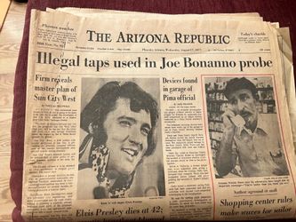 Newspaper Front Page Elvis’ Death August 17 1977