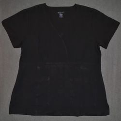 Scrub Top Excel Two Pocket Black Excel Women's Size Large 