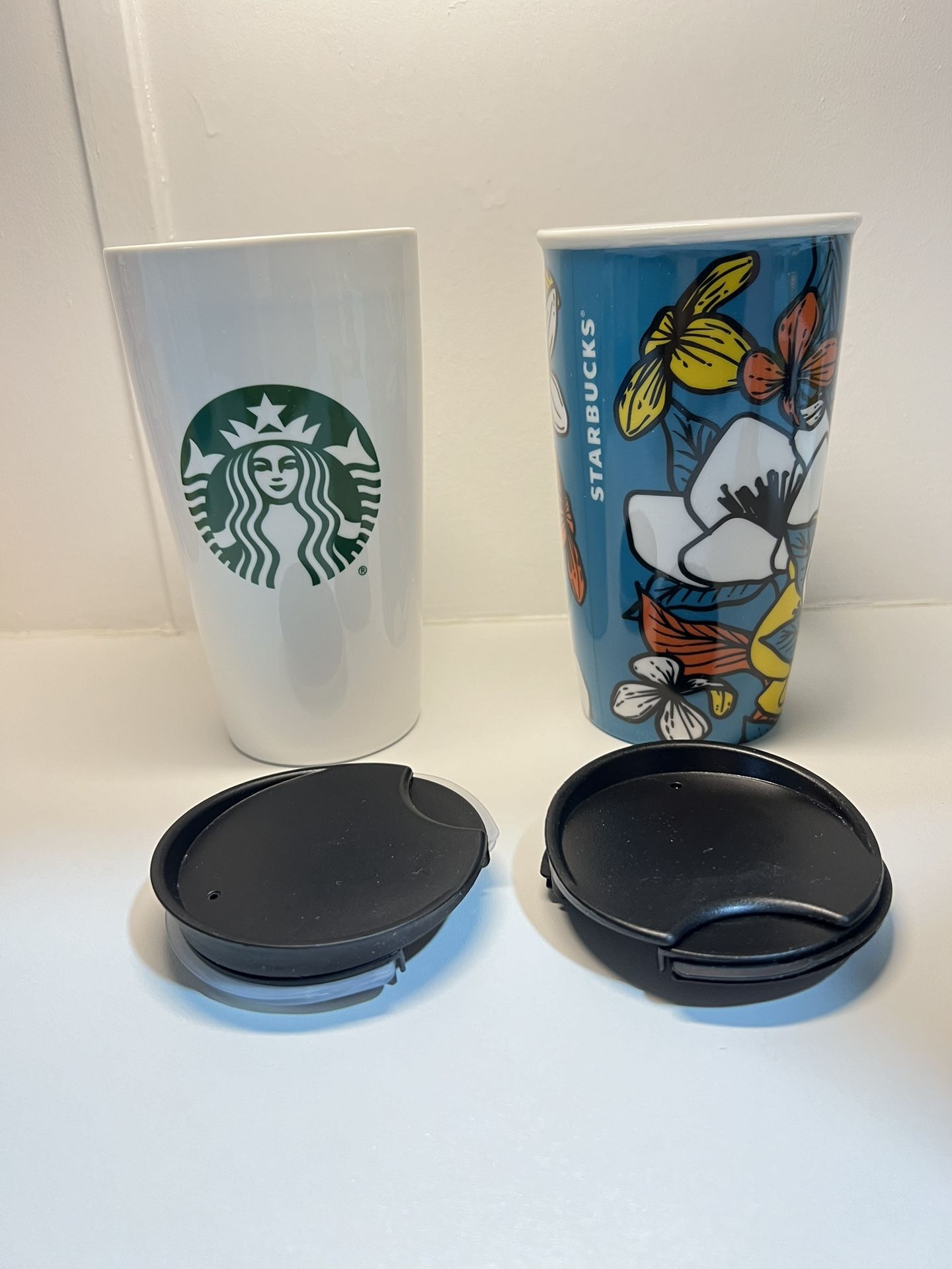 Flower Travel Tumbler 12 oz Mug 2 pieces