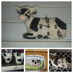 BlackAnd White Cow Clock N Decor