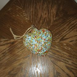 Hand Blown Multi-glass Hanging Heart 