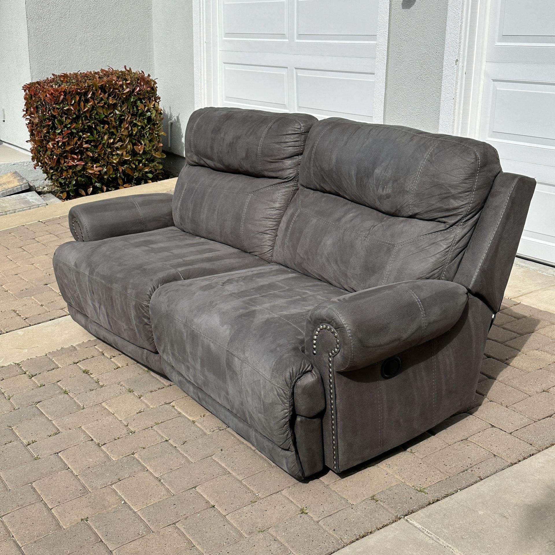 FREE DELIVERY - Macys Grey Microfiber Recliner Couch