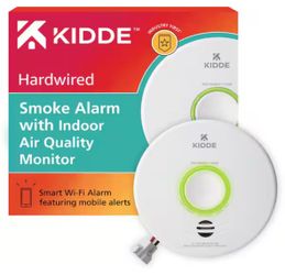Smart Hardwired Wi-Fi Enabled Smoke Detector and Indoor Air Quality Monitor Photoelectric Sensor