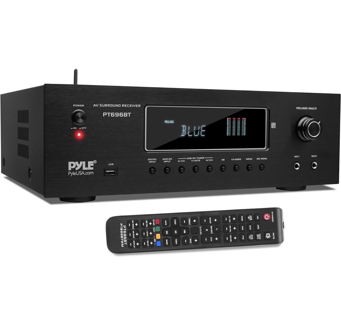 Pyle 10’’ Portable PA Speaker System - Wireless BT Streaming PA & Karaoke Party Audio Speaker, Two Wireless Mic, Wired Microphone, Tablet Stand, Flash