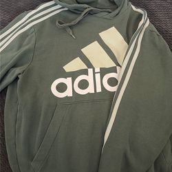 Man green and while adidas hoodie size large