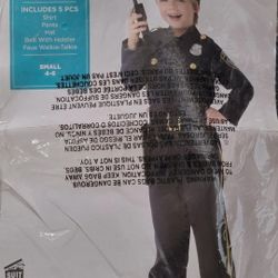Childs Police Officer Costume with Walkie Talkie Small 4-6