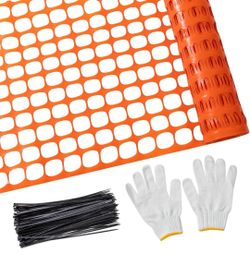 Plastic Mesh Fence Safety Fence, 4'x100' Roll with 100 Zip Ties, Resuable Temporary Netting for Garden Fencing, Construction, Snow Fencing, Animal Bar