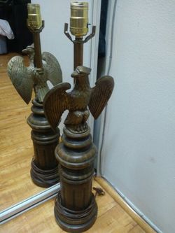 Rare vintage brass eagle lamp