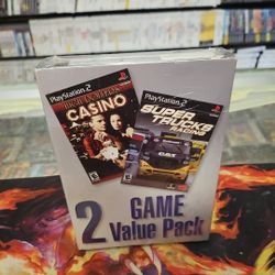 RARE SEALED 2 GAME Value Pack: CASINO + SUPER TRUCKS RACING (PS2 unique UPC)