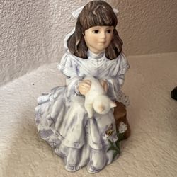 Vintage Sandra Kuck Annual 1991 / 1992 Girl With Kitten Figurine By The Collector’s Club, 1991