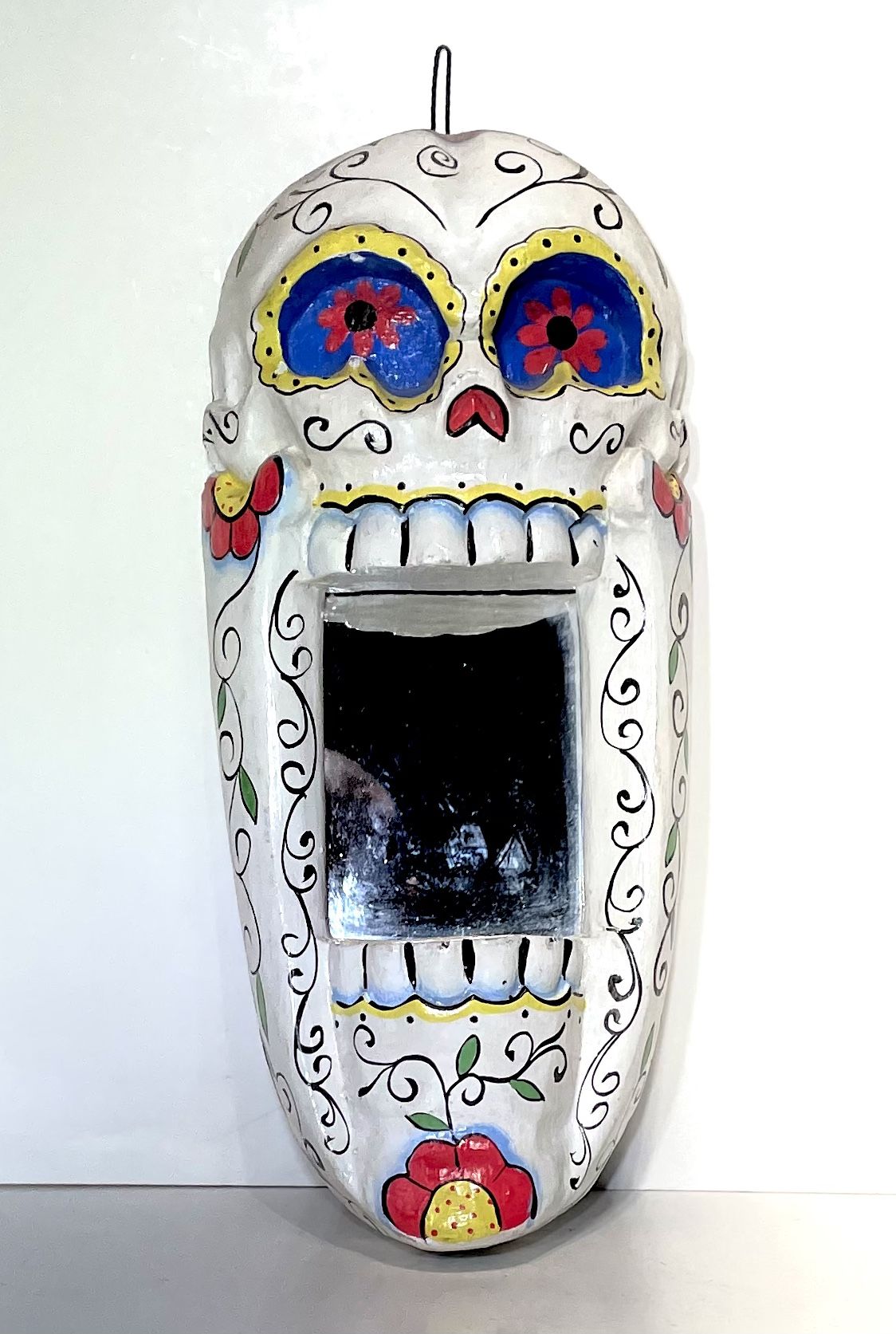 Vintage Rare Sugar Skull w/mirror Wall Decor 