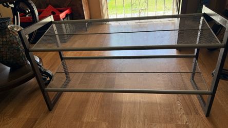 2-Tier Metal Mesh Shoe Rack