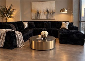 🌟Flash Sale! Brand New Black Sectional Sofa with Chaise & Pullout Sleeper