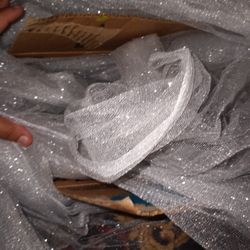 Silver Metallic Tulle Fabric Lots Of Yards Great Wedding Party Events Tables Dresses Skirts Metallic Sparkle Silver Fabric