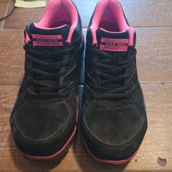 Sketcher's Memory Foam Synergy Sandlot Alloy Toe Slip - Resistant lace -up Work Shoes 