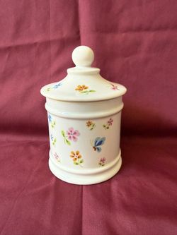 Pretty Flower and Butterfly Porcelain Canister with Lid Specially Made For Lord & Taylor in Japan
