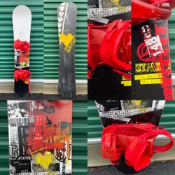 SIMS Tina Basich Pro Model 148cm Snowboard W Med. RIDE Vxn Bindings 