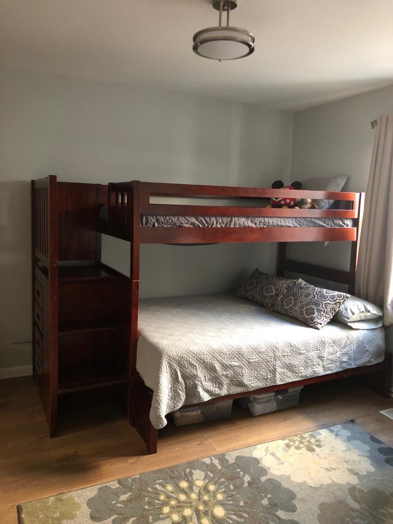 twin /full bunk bed and trundle.