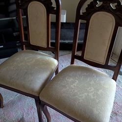 Set of Antique Carved Wooden Chairs. $25 Each/$50 Both.