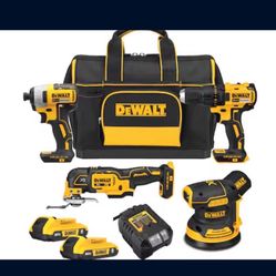New DeWalt Drill, Impact Driver, Sander, Oscillating Tool, Battery, Bag - DeWalt Tool Kit