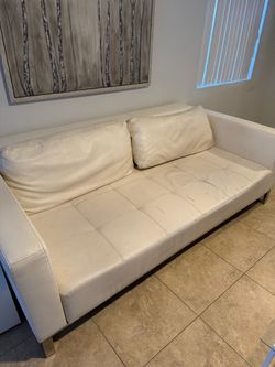 White leather sofa