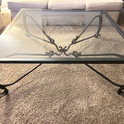 Beautiful Large Glass and Iron Coffee table