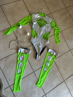 Alien Halloween Costume Set Green Silver
