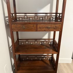 Vintage All Wood Carved Display Shelf