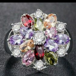 🎈🎁🎈Beautiful! Topaz & 925 Sterling Silver Filled -Size 8 3/4🎈🎁🎈