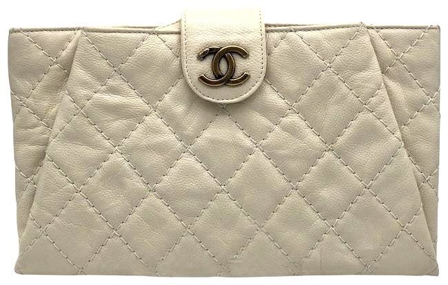 AUTHENTIC Chanel Coco Pleats Leather Clutch Bag