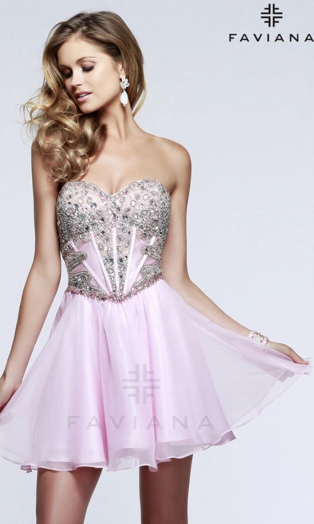 Faviana 7621 Light Pink Homecoming Dress
