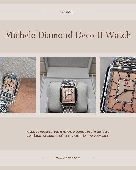 Michele Diamond Deco II Bracelet Watch