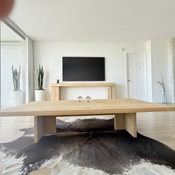 Large Solid Oak Wood Coffee Table 
