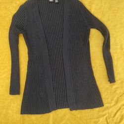 Vintage Black Ribbed Long Cardigan Size SM