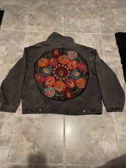 Free People Women’s Black Oversized Embroidered Denim Jacket SZ XS /S