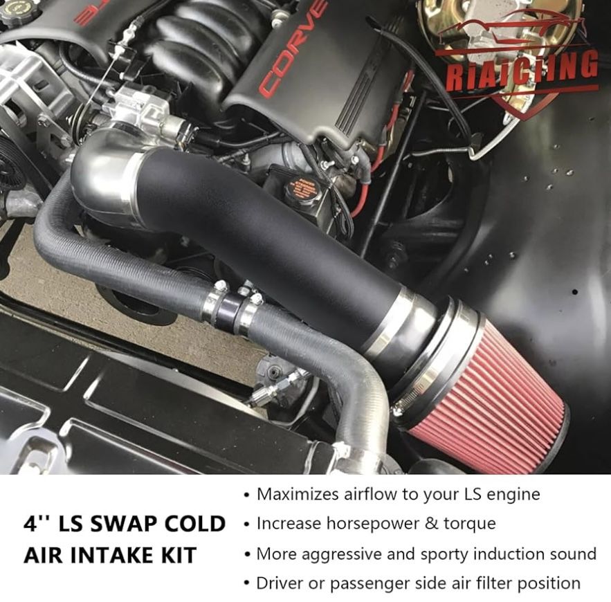 4'' LS Swap Cold Air Intake Kit Compatible with LS1 LS2 LSX LQ4 LQ9