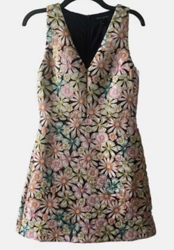Banana Republic Multicolor Floral Embossed Jacquard A-Line Mini Dress