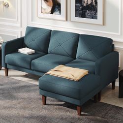 Convertible Sectional Sofa Couch with Chaise L Shaped Reversible Blue