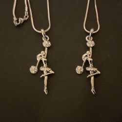 Different Styles Of 18” SilverTone Necklaces And Pendants With Rhinestones 