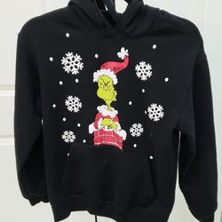 Grinch Black Hoodie size Kids Medium 7/9 ALSO FITS Woman's Small 