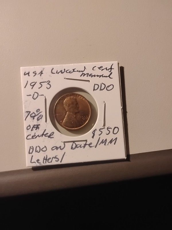 1953 Lincolin Wheat Cent 75%off Center DDO Date/ Mint Mark