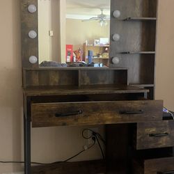 Wood Stained Makeup Vanity 