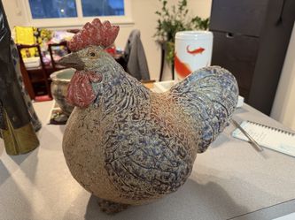 Large Porcelain Decorative Chicken / Rooster Figurine — Farmhouse Decor
