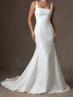White Mermaid Wedding Gown with Train