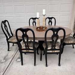 dining table with 6 chairs and glass top 