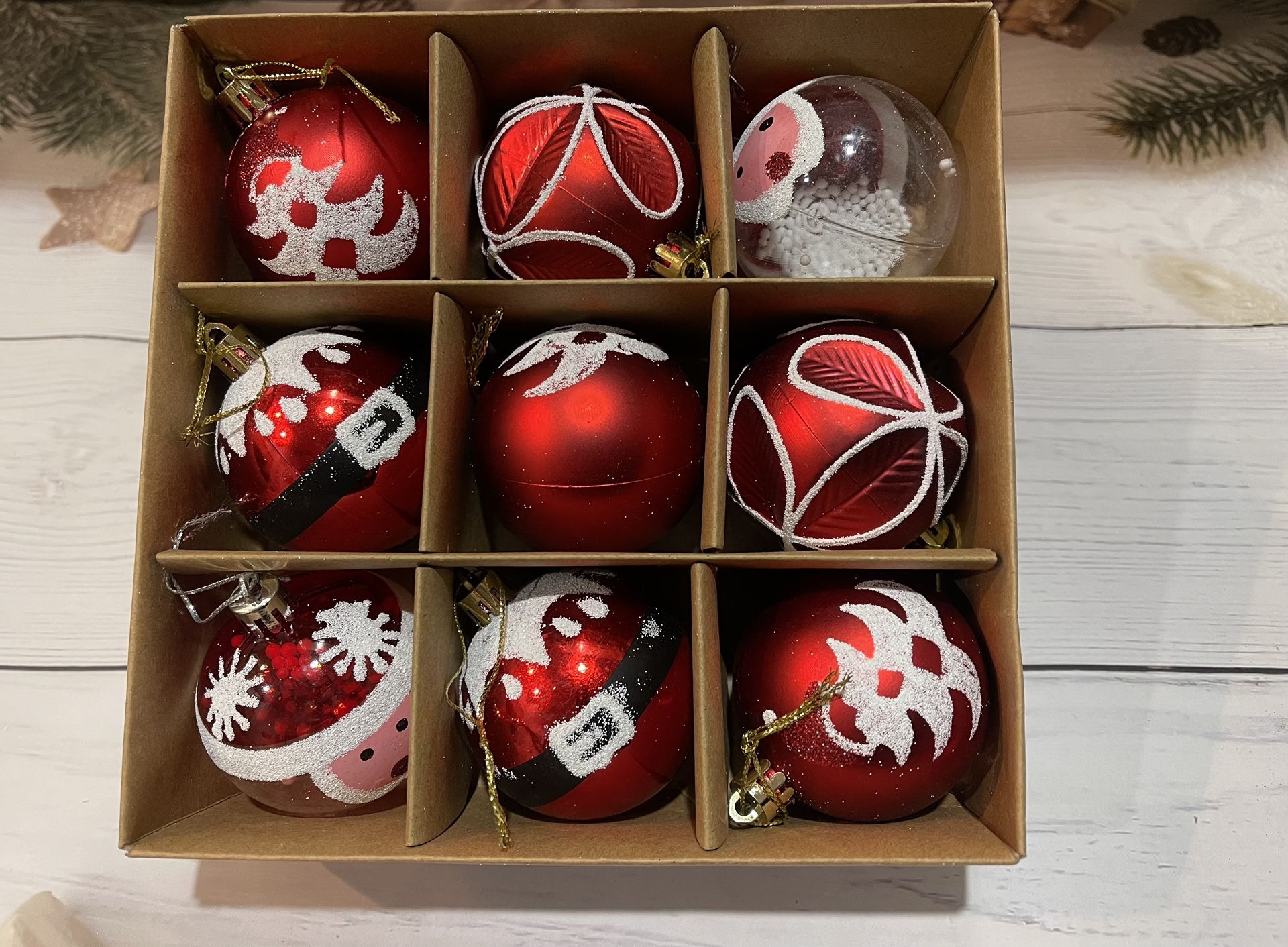 Hand painted Christmas Ornaments Saint Claus 9pcs Set Christmas Decorations