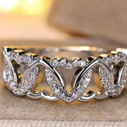 Sparkle Heart Ring with Rhinestones 